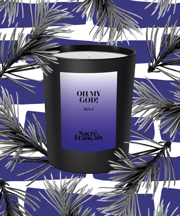 French sacred candle Oh My God fragrance and pine pattern