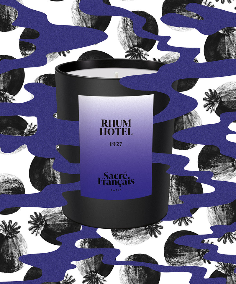 French sacred candle Rhum Hotel with spice motifs